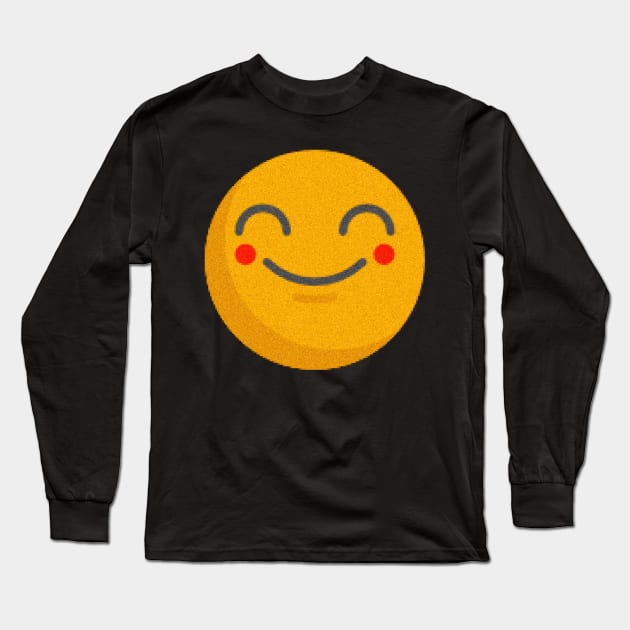 8-Bit Smiley Face Emoticon Classic Vibe Emotions Long Sleeve T-Shirt by LowKeyStoner